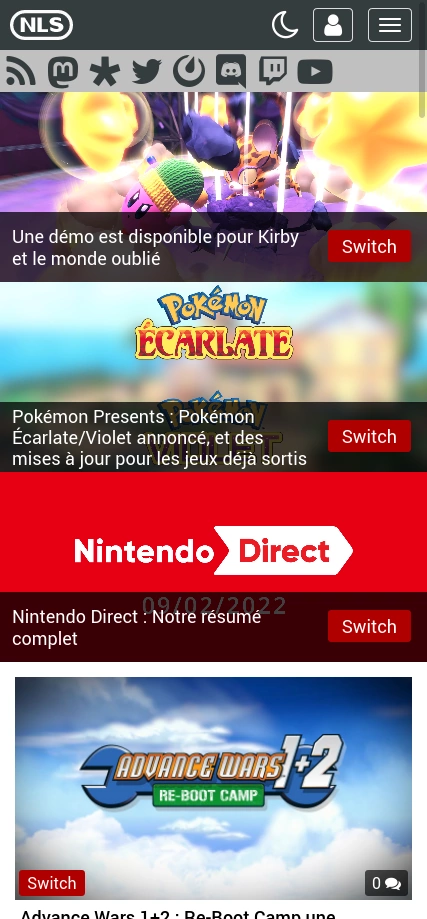 Capture d'écran version mobile du site NintendoLeSite